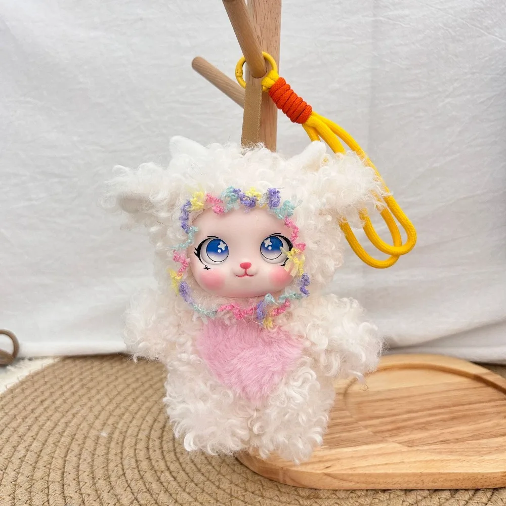 Fluffy Plush Rabbit Plush Keychain Sparkling Big Eyes Lint‑Resistant Bunny Doll Pendant Skin-Friendly Soft Vinyl Face