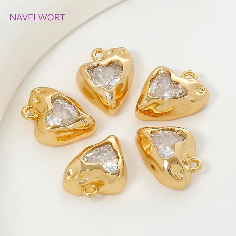 14K Gold Plated Heart Shape Charms Pendants For Necklace Making Findings,Brass Decorative Pendants Findings,Supplies For Jewelry