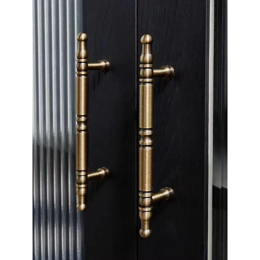 European Style Long Solid Antique Brass Wardrobe Handle Bronze Kitchen Cupboard Handles Cabinet Shoecase Pulls Hardware Bar
