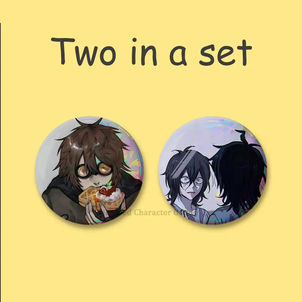 Creepypasta TICCI Jeff Jack 2-teiliges Set Abzeichen Anime-Merchandise Cosplay Nijigen Otaku-Kultur Groß 75 58 44 32 25 mm Mini – Detail 8