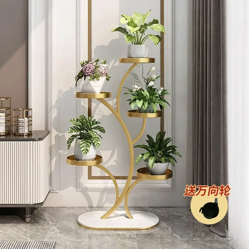 High-end flower rack living room floor-to-ceiling balcony rack succulent flower stand universal wheel