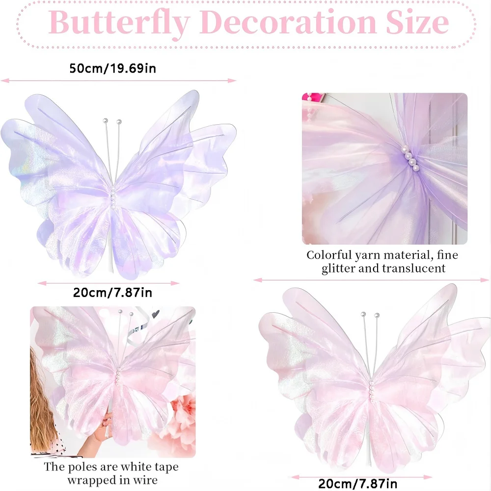 50cm Seidengarn Künstlicher Schmetterling 3D Outdoor Einkaufszentrum Hochzeit Festival Dekoration Hohle Große Hängende Tüll-Schmetterlinge – Detail 5