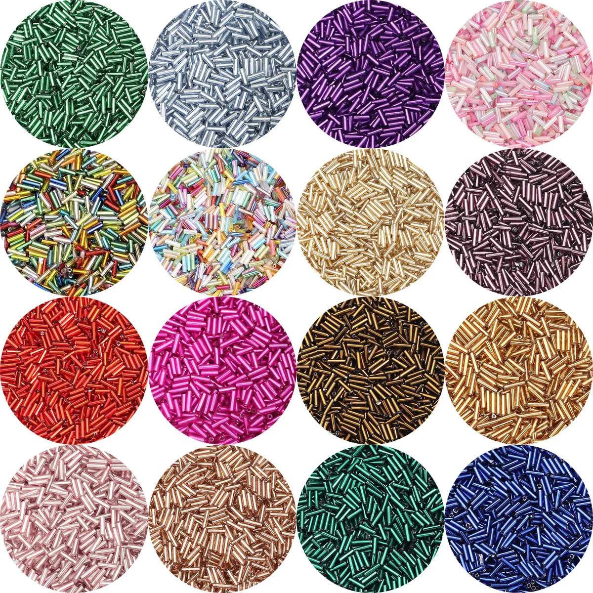 225pcs/lot Colorful Glass Seed Beads Loose Spaced Tube Shape Bead For DIY Handmade Earring Bracelet Jewelry Supplies Accessories