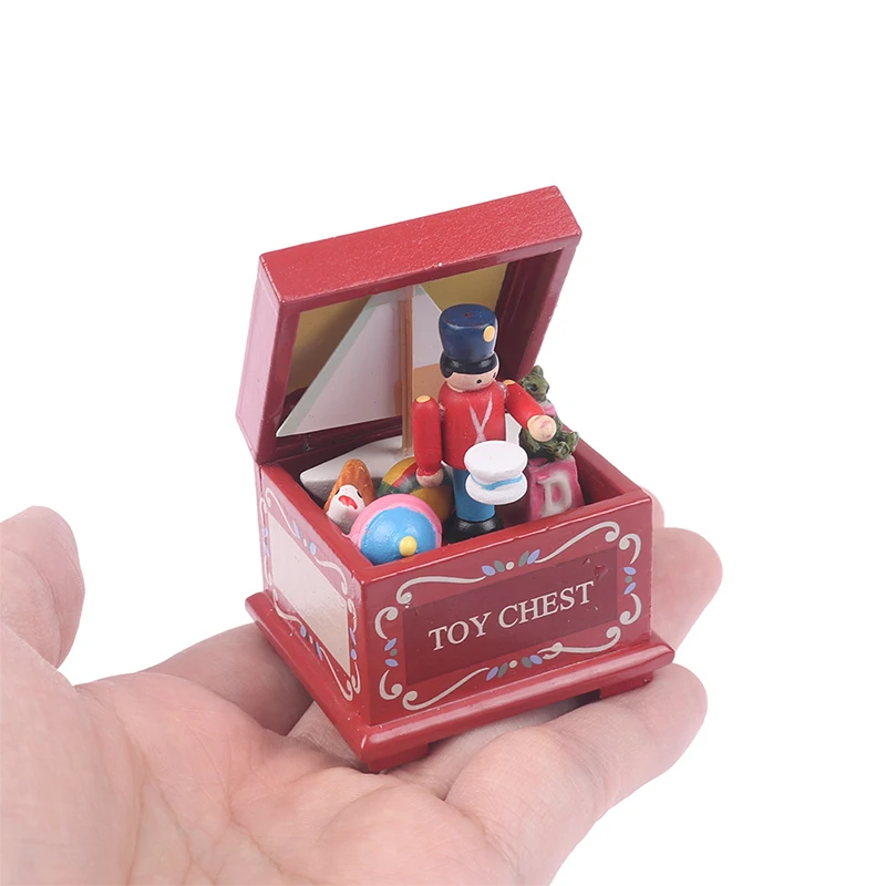 1Pc Miniature Wooden Children's Room Toy Box Christmas Nutcracker Model Kids Pretend Play Toys 1:12 Dollhouse Accessories