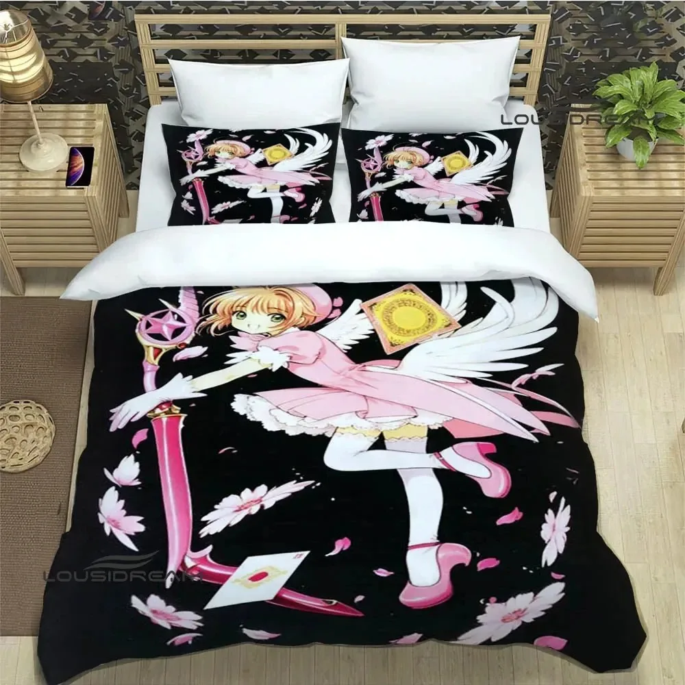 

3D Print Anime Card Captor Sakura Bedding Set Double Twin King Duvet Cover Comforter Pillowcase Boys Girls Adults Bedroom