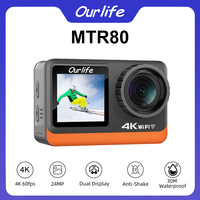 Ourlife MTR80 4K60FPS Action Camera 2.0 Touch IPS Screen 24MP Wi-Fi 170D EIS 30M Waterproof Helmet Webcam 4X Zoom Sports Camera