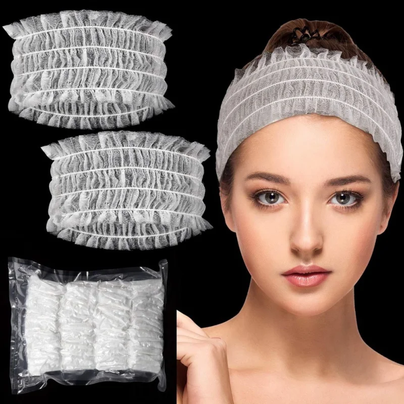 

100 Pcs Disposable Headbands Non Woven Spa Salon Headbands Soft Stretch Skin Care Hair Band Lightweight&Breathable For Journey
