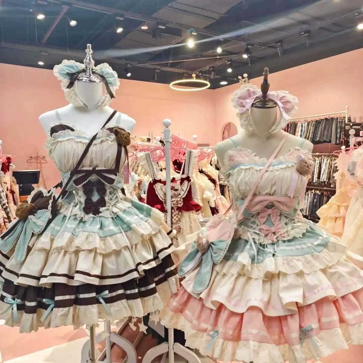 Kawaii Lolita Kleid Sets Frauen Vintage Sommer Japanischen Stil Süße Spitze Bogen Rüschen Kuchen Kleider Harajuku Y2k Schlank Verband Kleid
