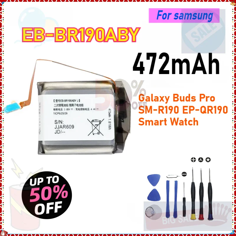 

472mAh EB-BR190ABY Battery For Samsung Galaxy Buds Pro SM-R190 EP-QR190 Smart Watch Capacity Batteries