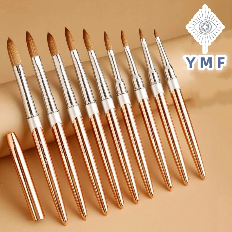 

Kolinsky Acrylic Nail Brush Size 2-18 Nail Art Brush Wood Handle Gel Builder Manicure Brush Drawing Tools