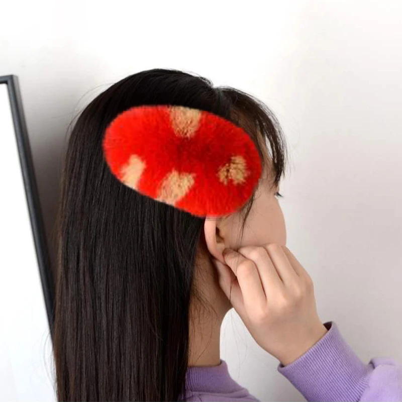 2024 Real Natural Rex Rabbit Fur Barrettes Autumn And Winter Plush Hair Clip Fashion New Cute Side Clip Women Hair Accessories