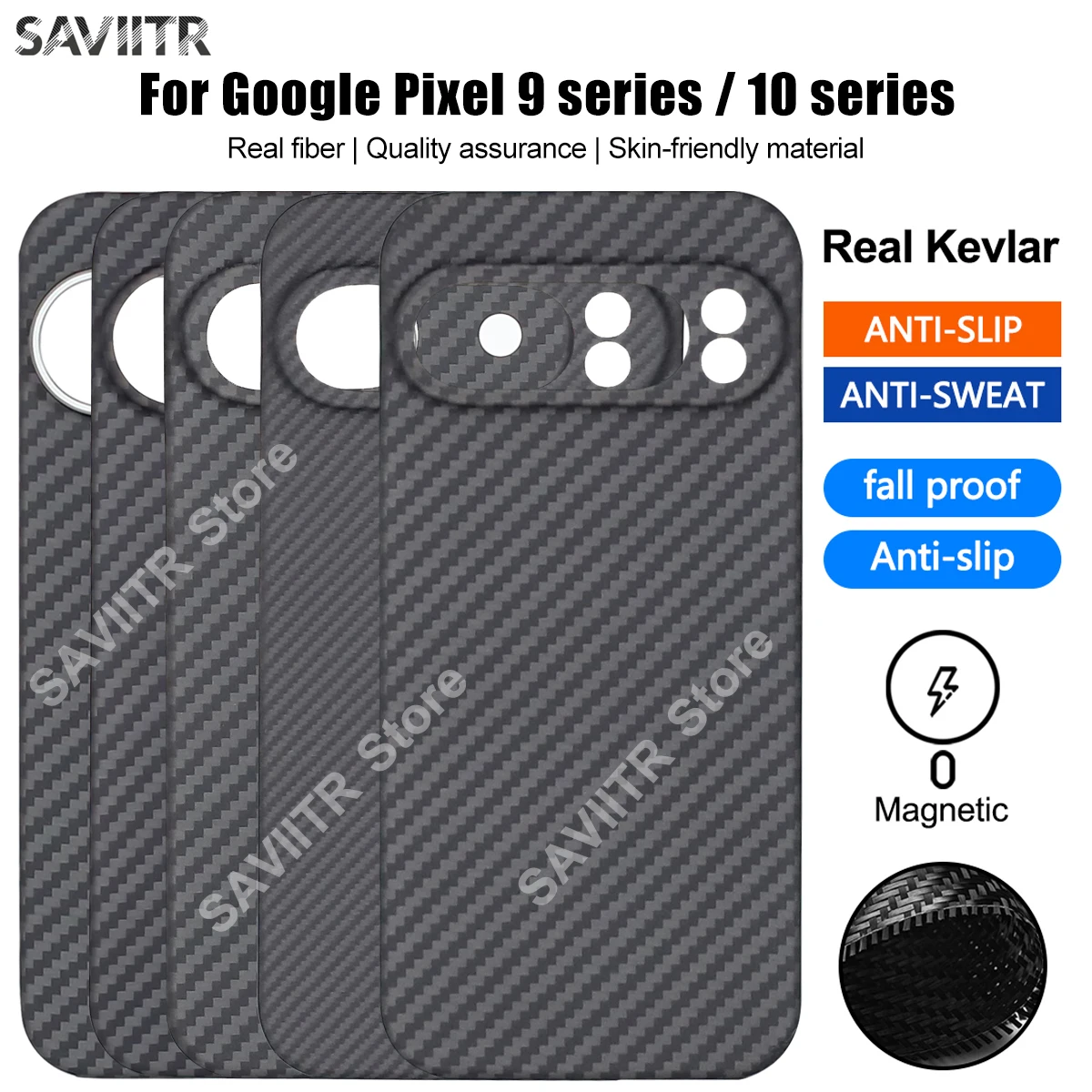 

SAVIITR Carbon Fiber Magnetic Case for Google Pixel 10/10Pro/10 Pro XL/9 Pro Case Support Magsafe Ultra-thin Aramid Fiber Cover