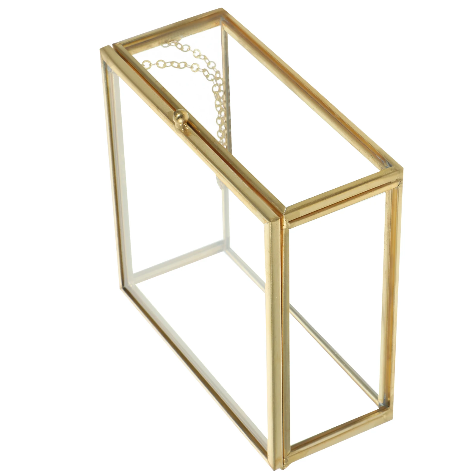 

Jewelry Storage Box Lidded Glass Case Holders Vintage Clear Alloy with Container