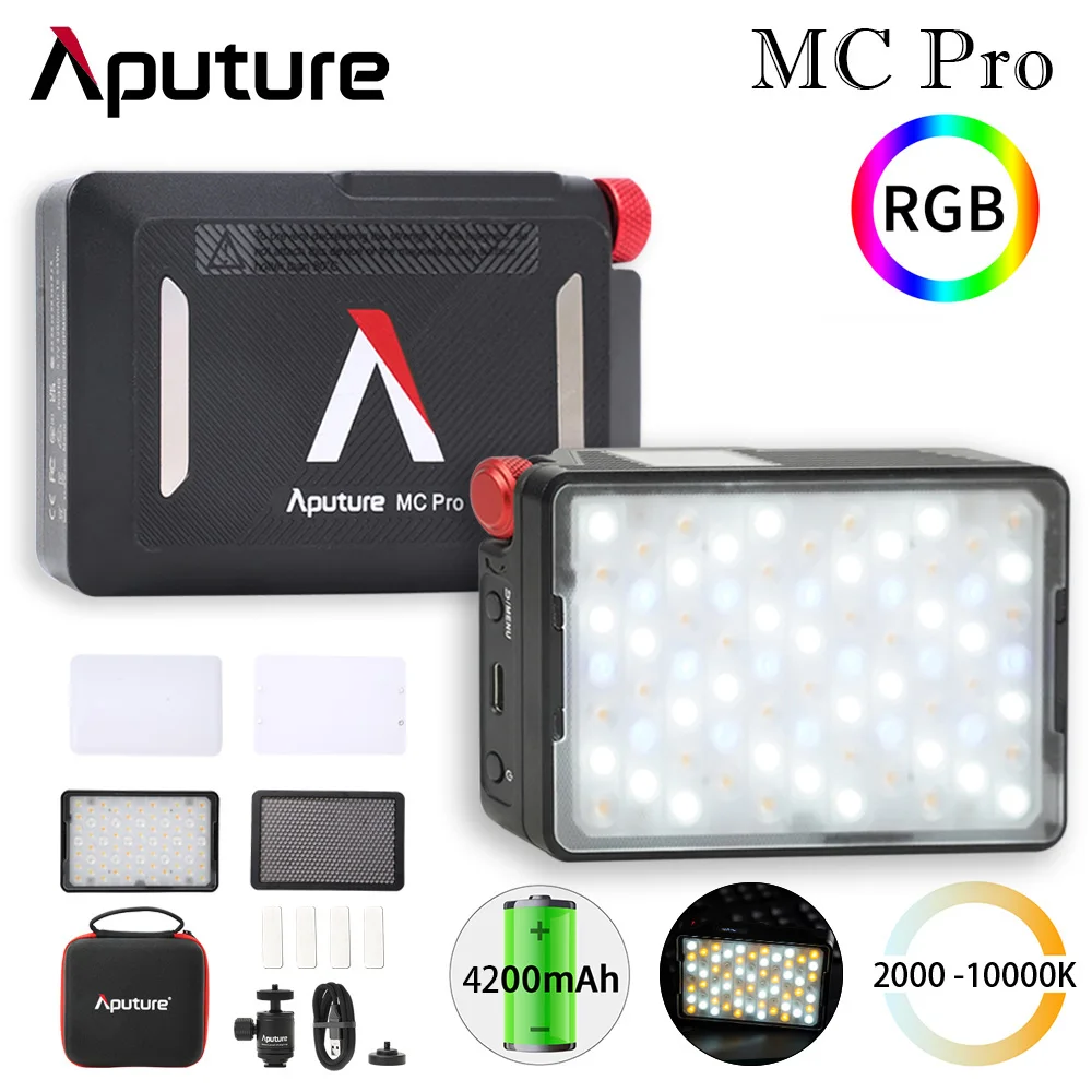 Aputure MC Pro RGBWW RGB LED Luz de vídeo 2000K-10000K IP65