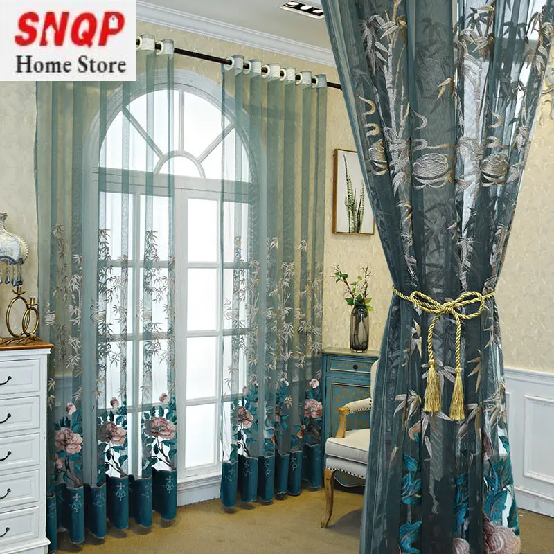 

European-style window screen living room dining room bedroom balcony embroidered window screen custom light transmission