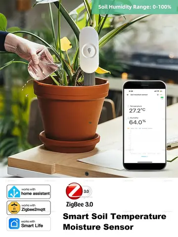 Zigbee Soil Moisture Temperature Humidity Tester Meter Sensor For Tuya Smart Life 2MQTT Garden Automation Irrigation System