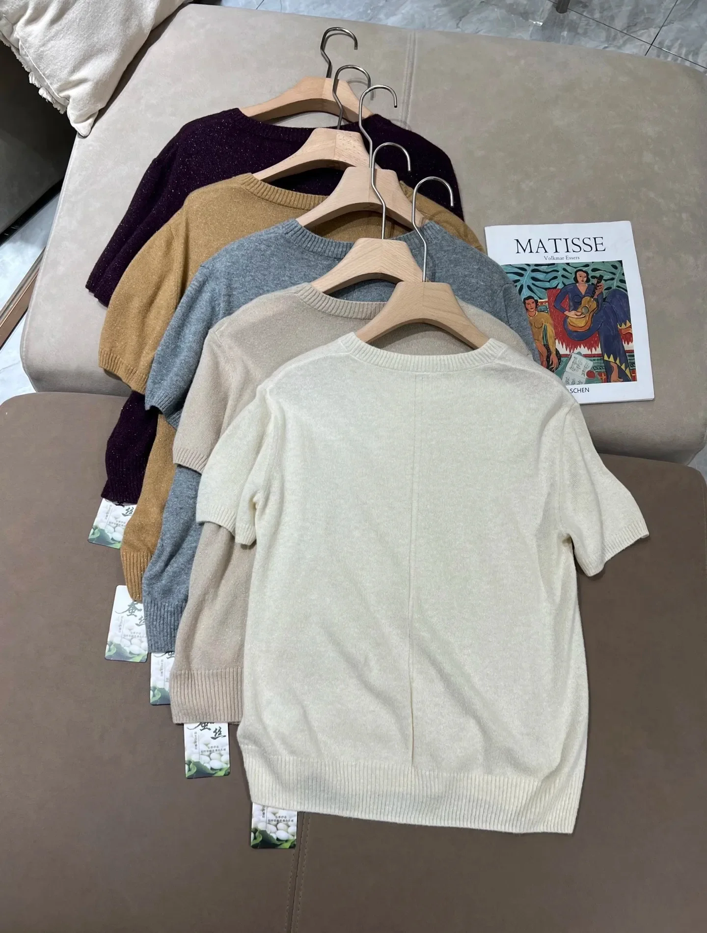 

Women's Summer Clothing Crew Neck Short-Sleeve Knit Top Shimmer T-Shirt