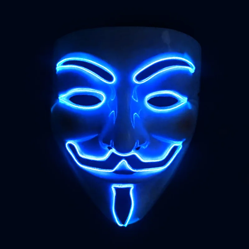 Led Hacker Mask V Vendetta M ask Adults Luminous Led Light Up Mas k For Party Costume Accessories Props Halloween Mask