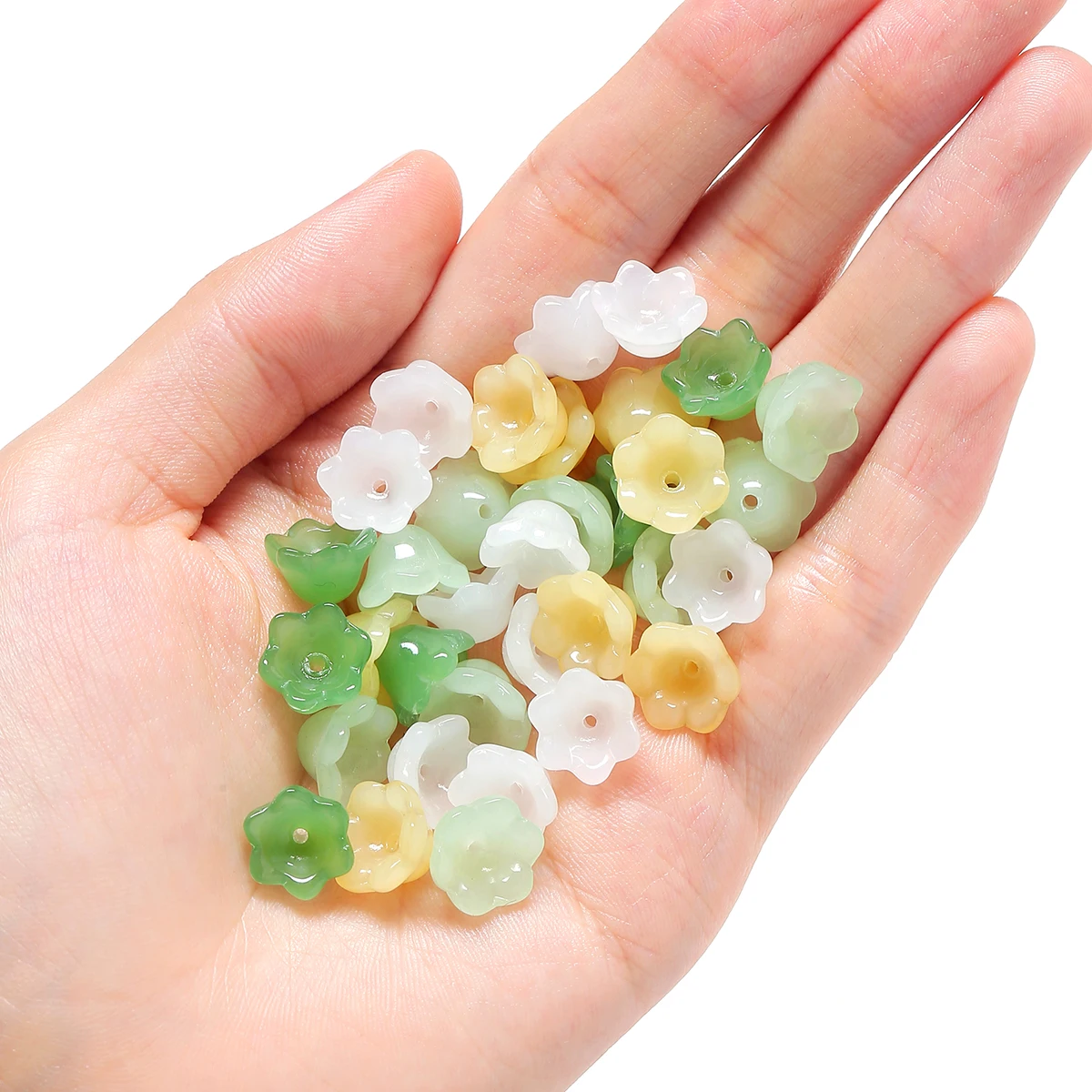 10 Pcs/Set Imitation Topaz Magnolia Flower Beads for DIY Jewelry Making Bracelets Necklaces Accessories