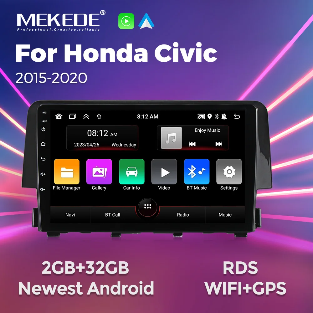 

MEKEDE 2 Din Car Radio Android Multimedia Player For Honda Civic 2015-2020 9 Inch Smart System Support Carplay Android Auto