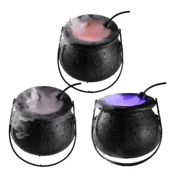 Halloween Witch Pot Cauldron Party Prop Color Changing Holiday Prop Decoration Mist Maker Smoke Fog Machine with LED Light