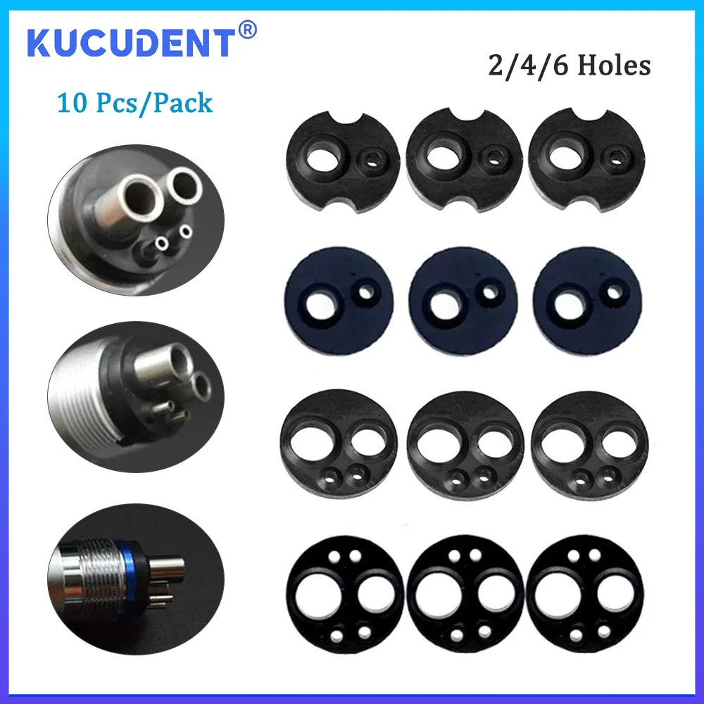 KUCUDENT 10 Pcs Dental Handpiece Gasket Midwest Silicone Tail Pad O-Ring Seal For High And Low Speed Handpiece 2/4/6Holes