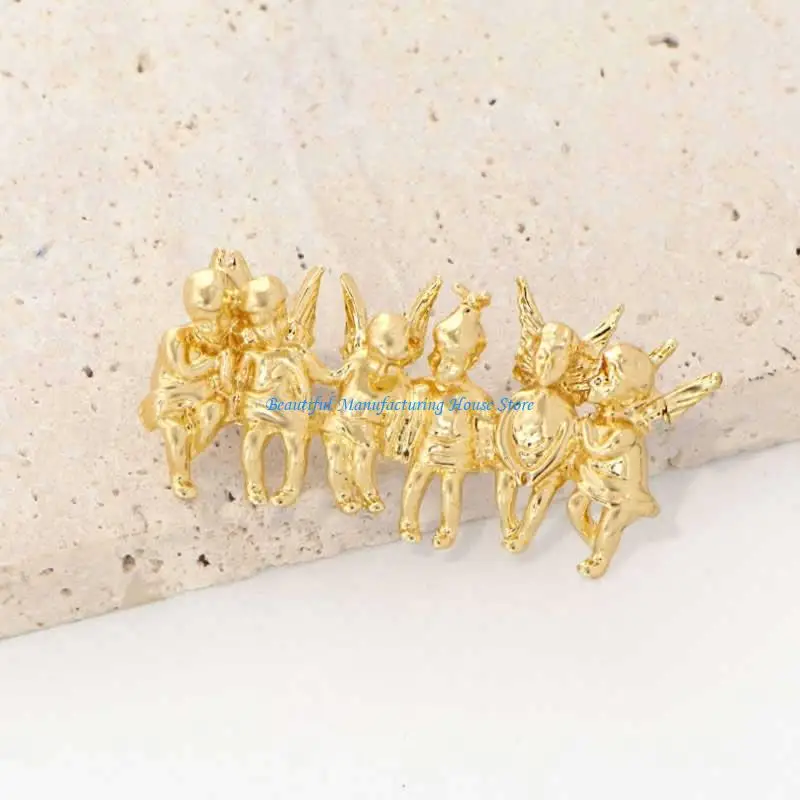 E56A بروش أنيق ذو ستة تشروب، دبوس شارة أنيق، إكسسوار تزيين الصدر من سبيكة للنساء والفتيات، مناسبة يومية