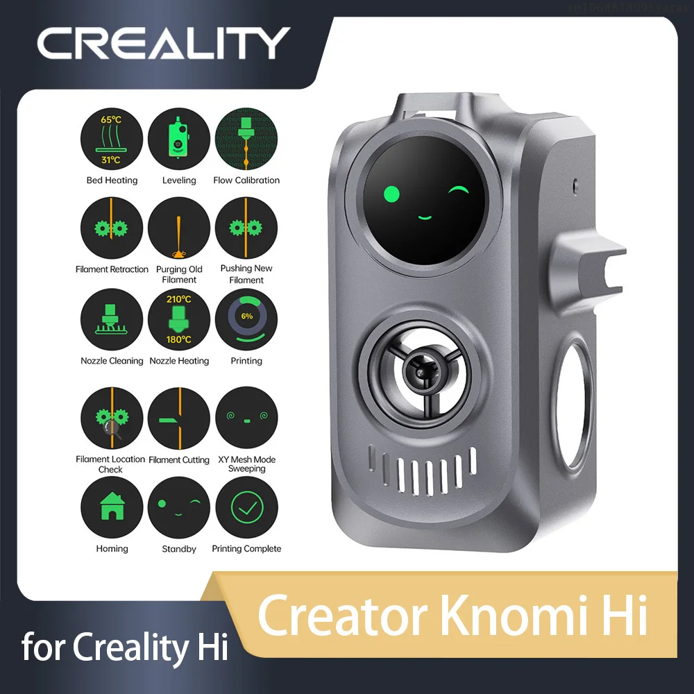 

Умный дисплей Creator Knomi Hi Creality Hi, насадка для инструментов, бесшовный мониторинг печати с мировым временем, визуализованный состояние Knomi UI