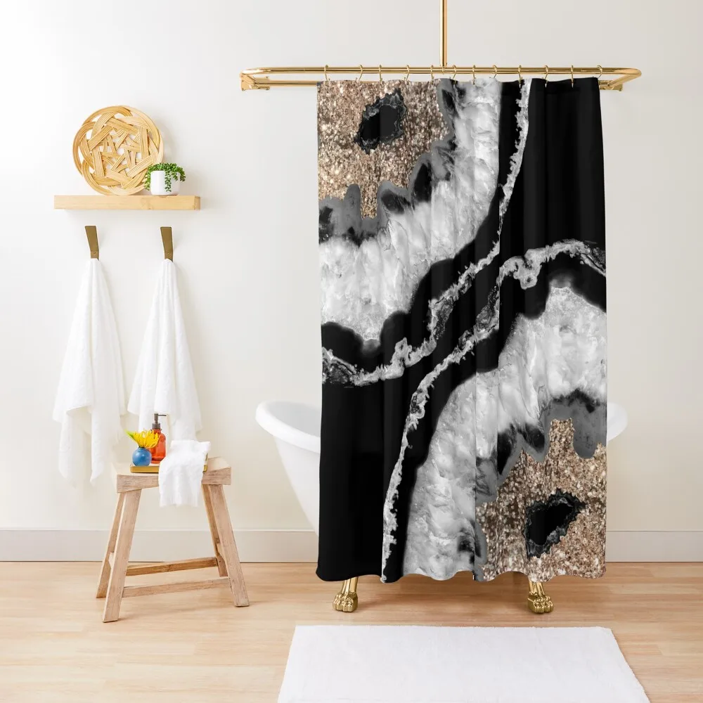 

Gray Black White Agate Glitter Glamor #8 (Faux Glitter) #gem #decor #art Shower Curtain Bathroom Deco Curtain