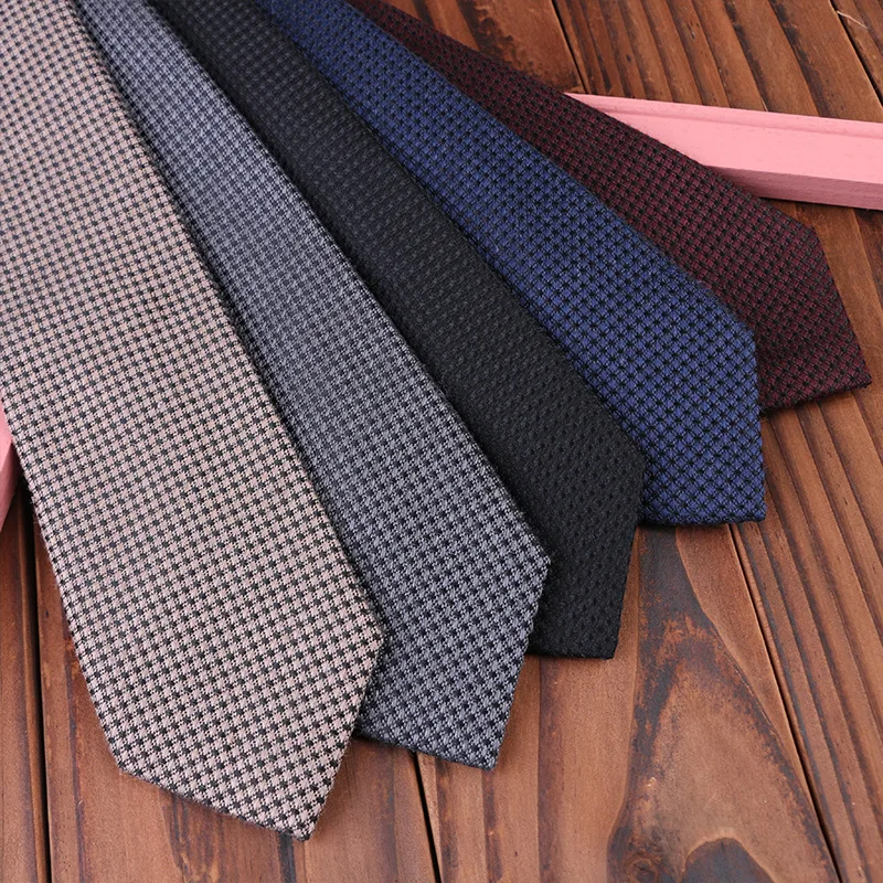ربطة عنق رجال الأعمال 7 سم من القطن والبوليستر المنسوج يدويًا ربطة عنق مخططة بلون سادة موضة احترافية رسمية للرجال