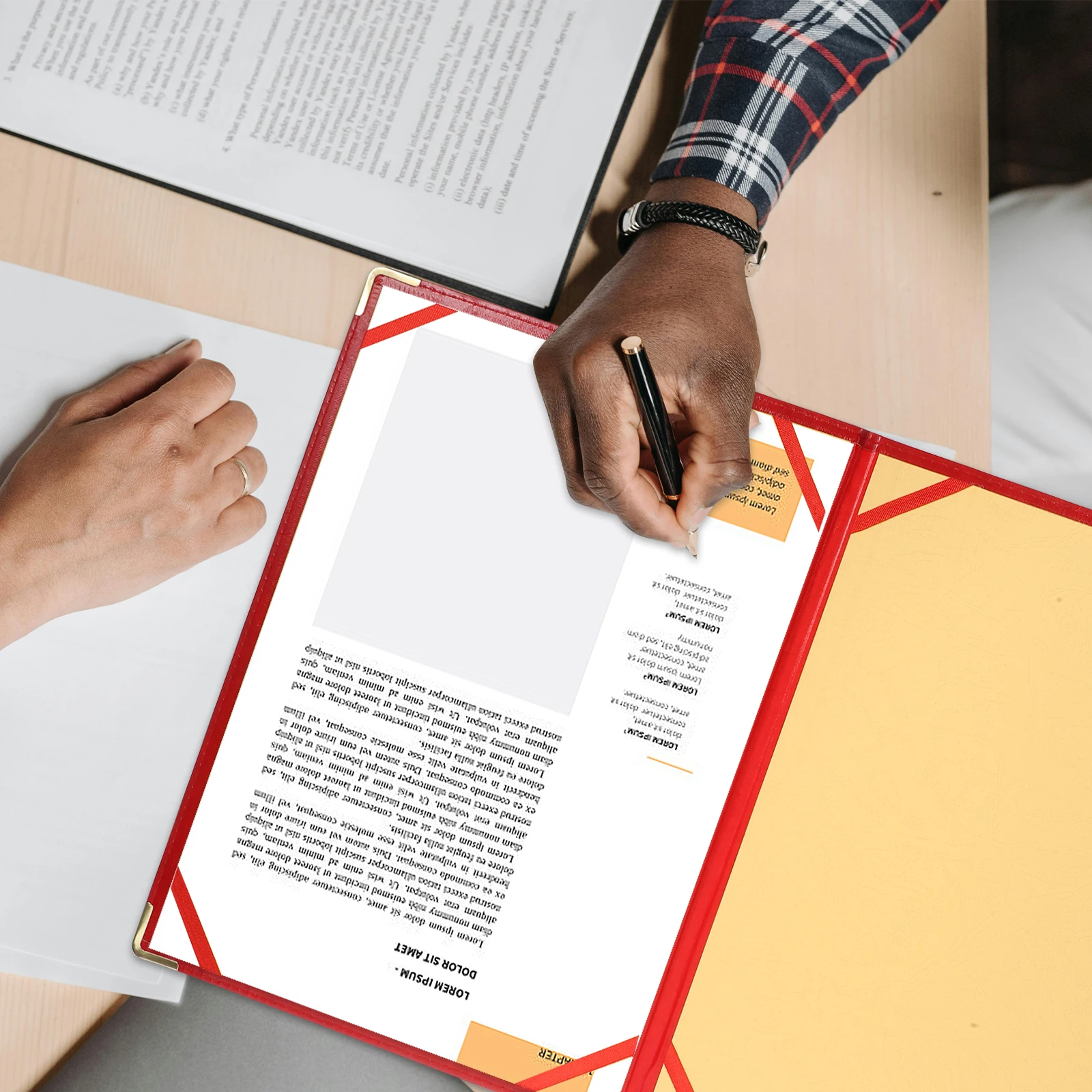 مجلد مستندات أحمر كبير منظم محفظة احترافي لملفات بطاقات العمل وأقلام استئناف لوحة تخزين مكتب العمل الموثق #1
