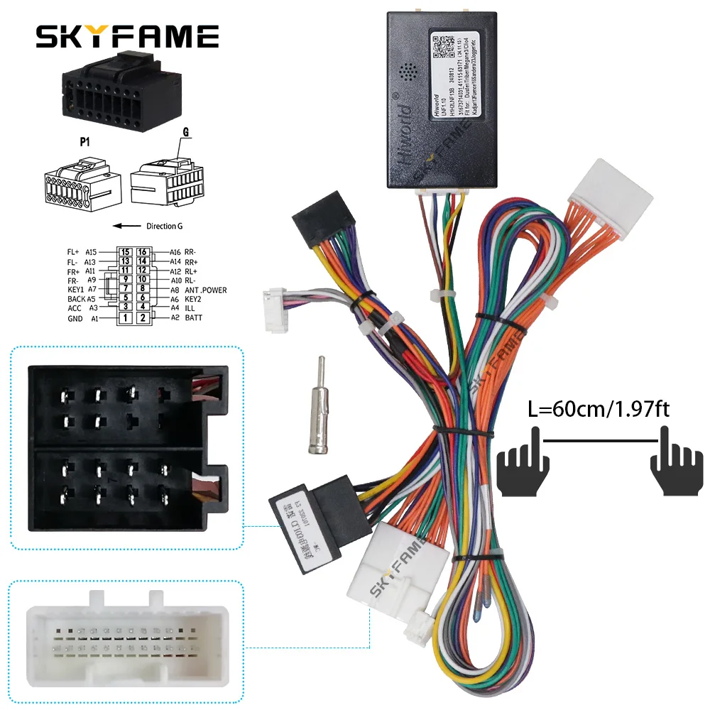SKYFAME 16Pin Car Wiring Harness Adapter Canbus Box Decoder Android Power Cable For Renault Megane 2 Clio 3 LNF1.10