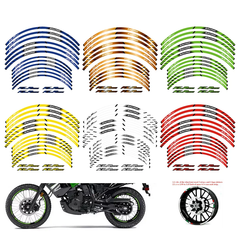 

Motorcycle Wheel Stickers Reflective Outer Tire Rim For KAWASAKI KLR650 KLR 650 1987 1988 1989 1990 1994 1995 1996 1997 1998 99