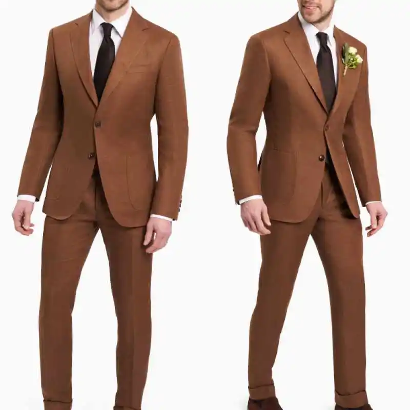 Classic Men Suits Notch Lapel Single Breasted Business Occasion Commuter Suit Customized Trajes Para Hombre