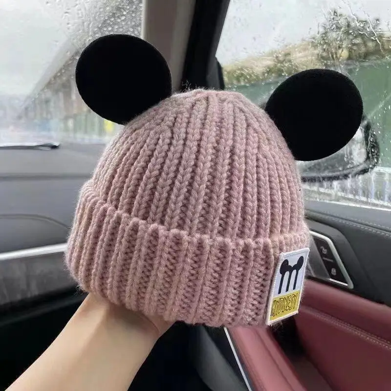 Disney Topolino Moda invernale Cappello lavorato a maglia Felpa con cappuccio Antivento Caldo Scalda orecchie Essenziale per esterni Regalo di Natale di San Valentino