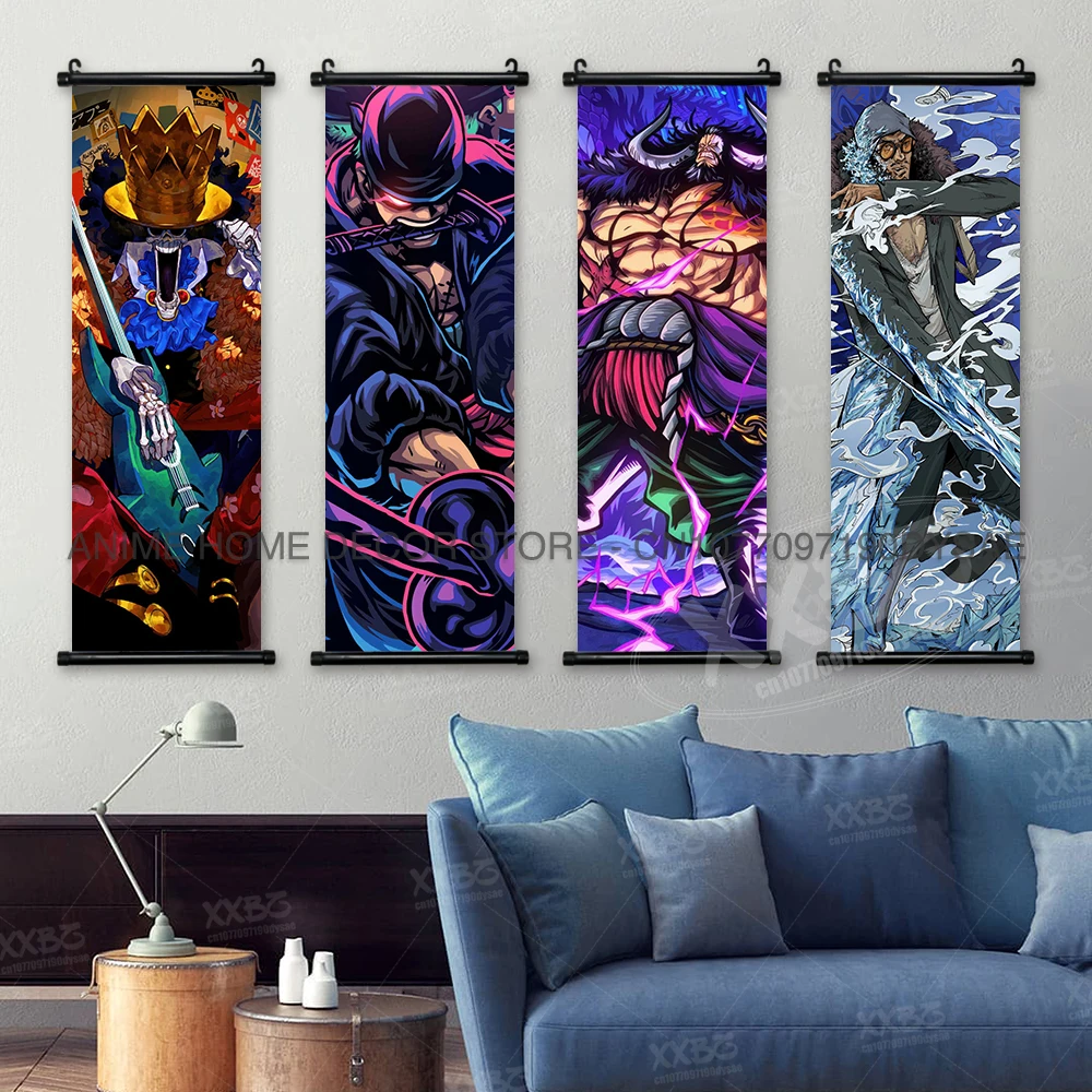 ONE PIECE Poster Aokiji Kuzan Anime Home Decoration Monkey D. Luffy Wall Art Roronoa Zoro Scroll Picture Shanks Hanging Painting