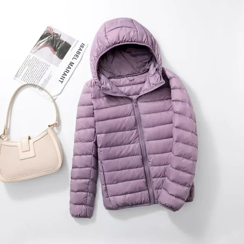 26 Farben lila Frauen Jacken 2023 neue Frühling Winter weiße Ente Daunen warme ultraleichte packbare Puffer Mäntel weibliche Parkas