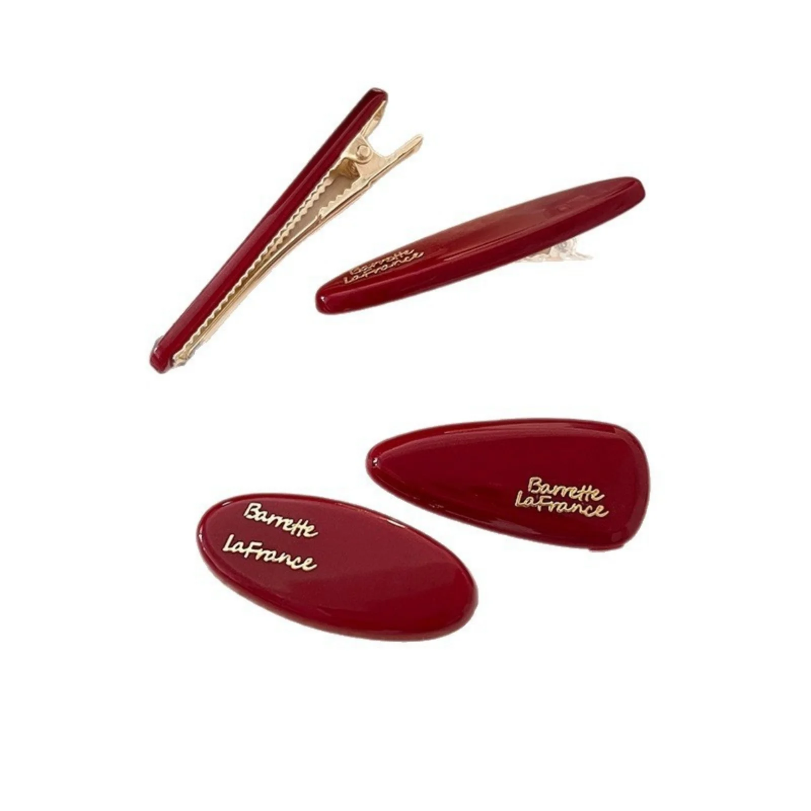 8-teiliges burgunderfarbenes Neujahrs-Haarspangen-Set, glänzende Buchstaben-Haarspangen, festliche rote Haar-Accessoires, elegantes CNY Daily Hair – Detail 5