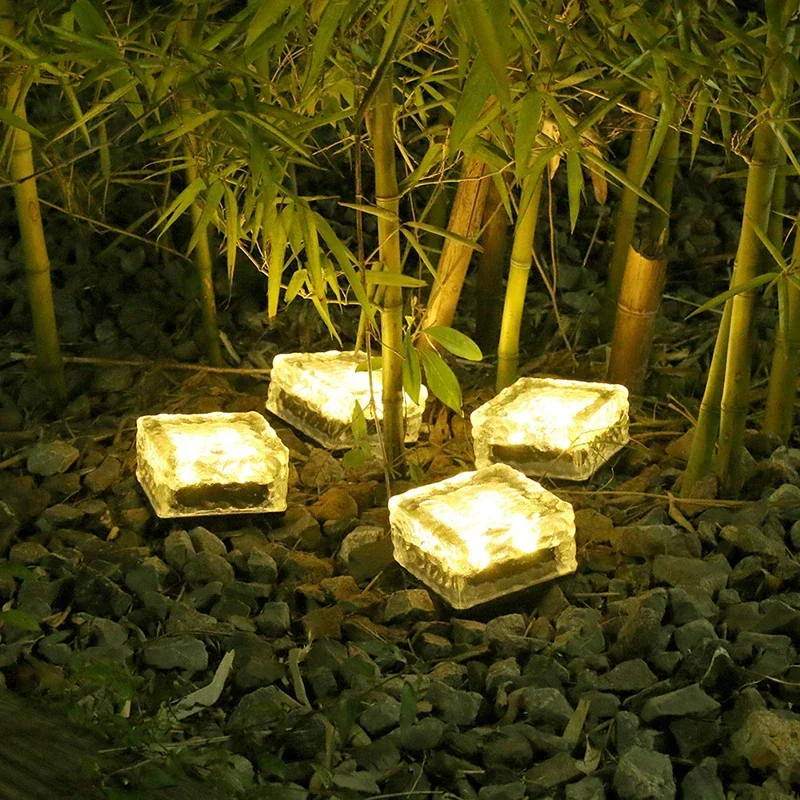 8/4PC Outdoor Waterproof Solar Lights Led Ice Cube Brick Lamp Stair Step Paver Lamp Yard Patio Lawn Garden Decoration Light