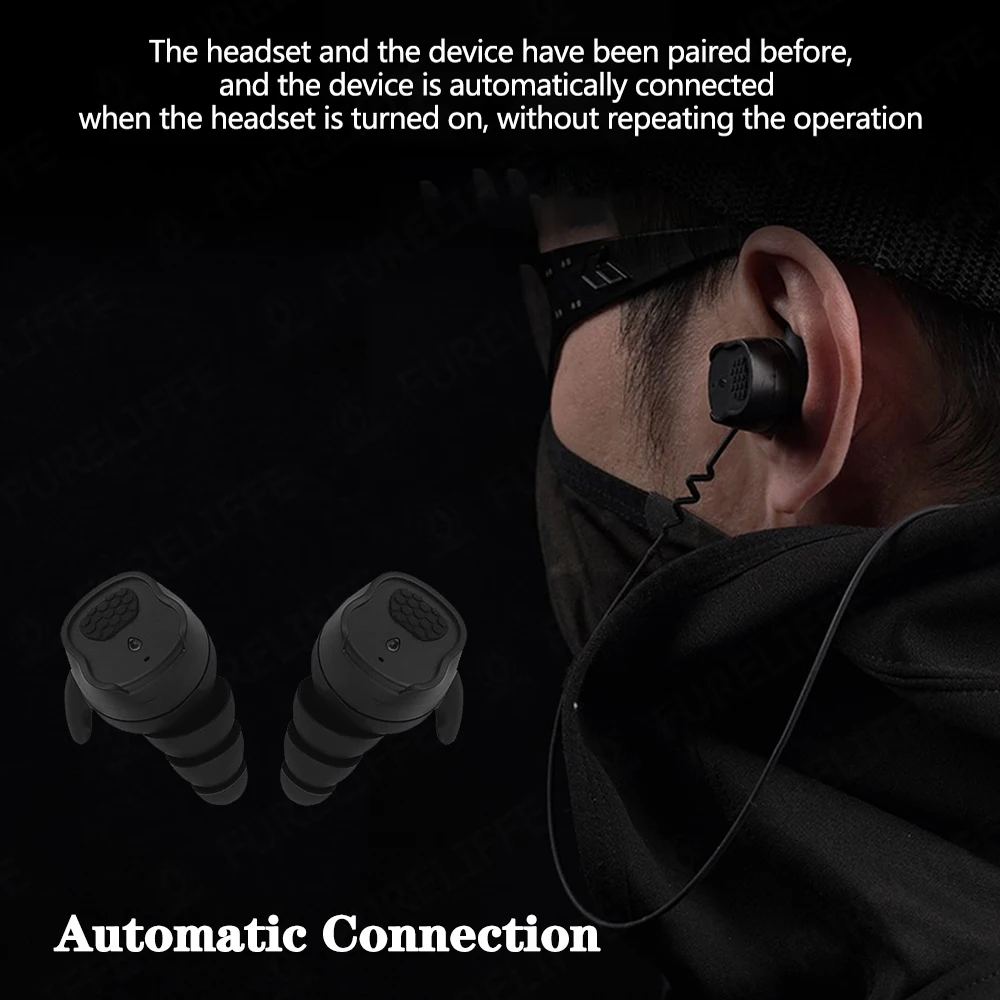 Tactical Bluetooth Earbuds Bluetooth 5.3 Connectivity Electronic Pickup Noise Canceling In-Ear Protective Communication Headset