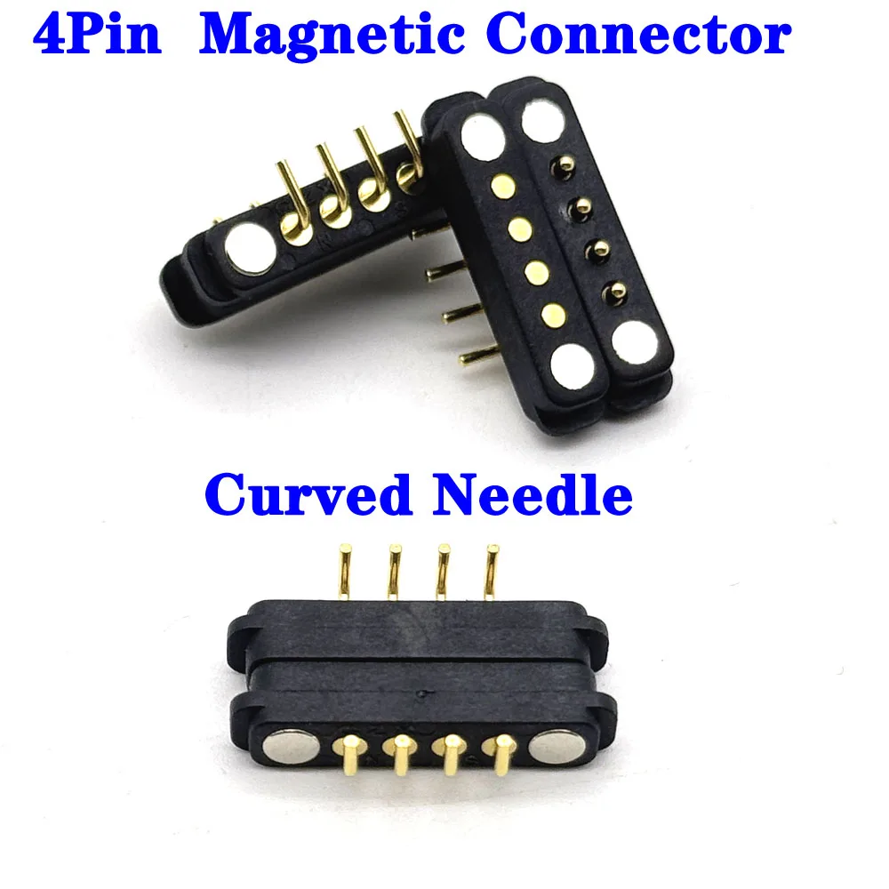 

1Pair Curved Needle 2A DC Magnetic Pogo Pin Connector 4Pin Pogopin Male Female Spring Loaded DC Power Socket 4P