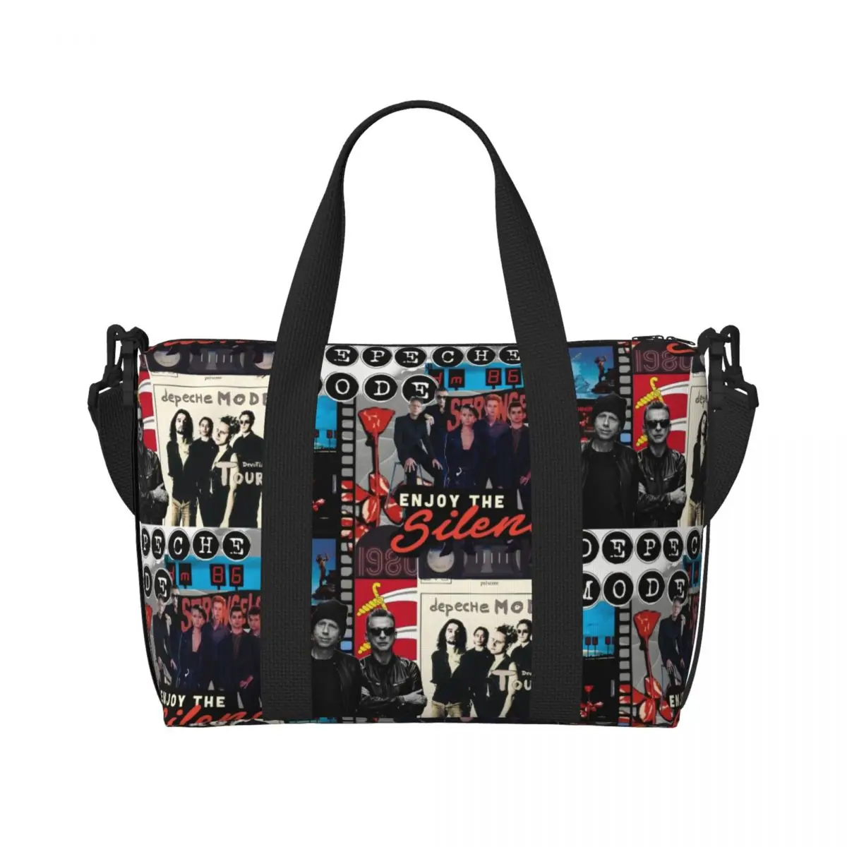 Custom Electronic Rock Depeche Cool Photo CollageMode Tote Bag for Women Big Capacity Beach Gym Travel Bags