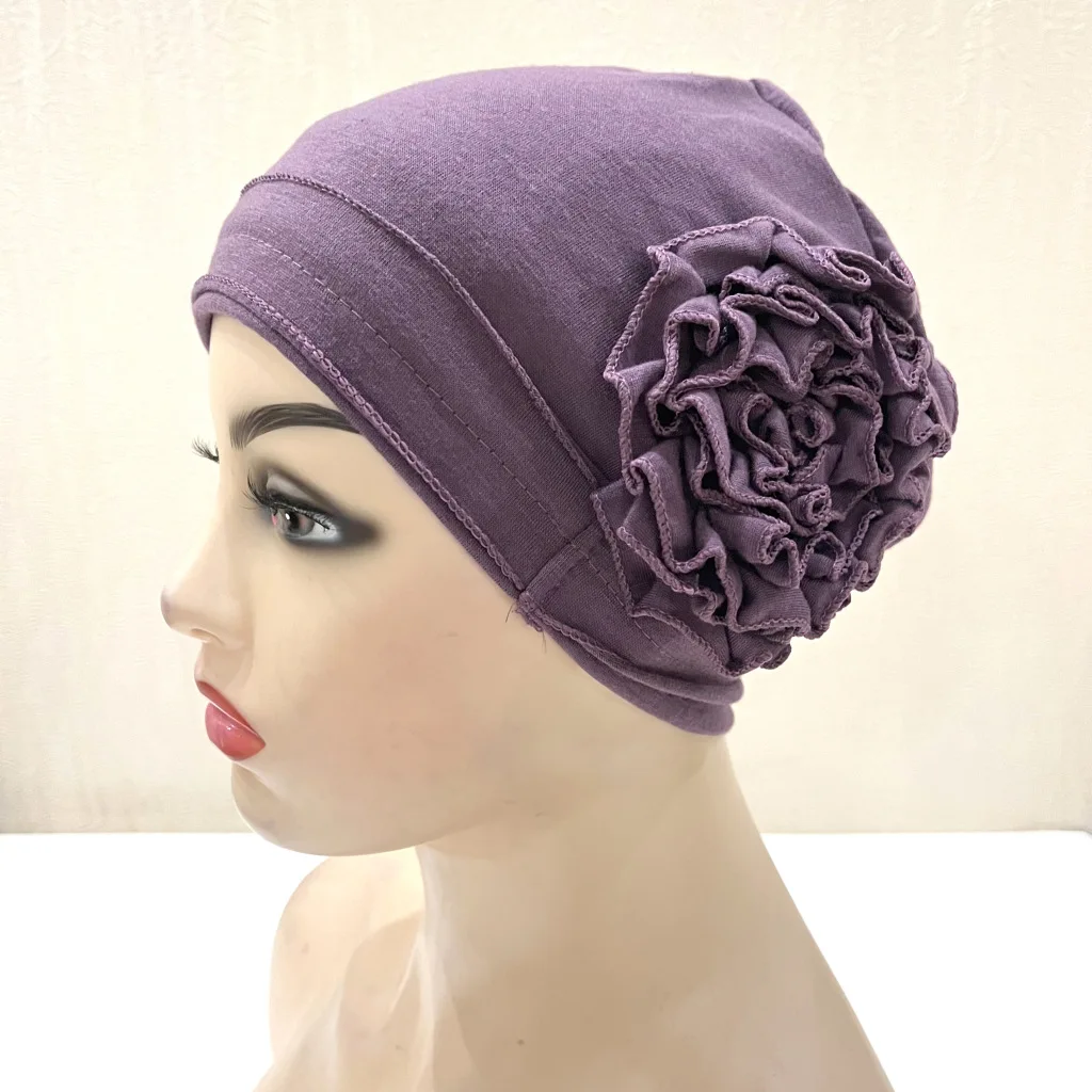 12PCS/SET Turban Women Muslim Hijab Flower Bonnet Beanies Indian Hat Cancer Chemo Cap Hair Loss Headscarf Wraps Turbante Mujer