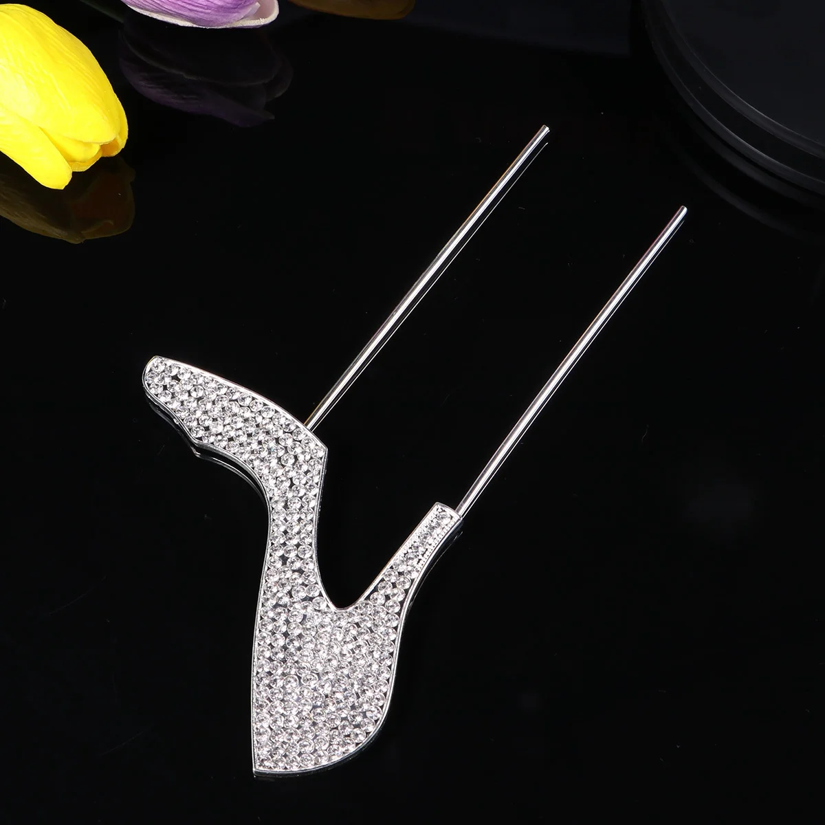 

1pc Cake Topper High Heel Shoes Glitter Alloy Rhinestone Birthday Wedding Party Cupcake Decorations Food Picks Supplies Silver