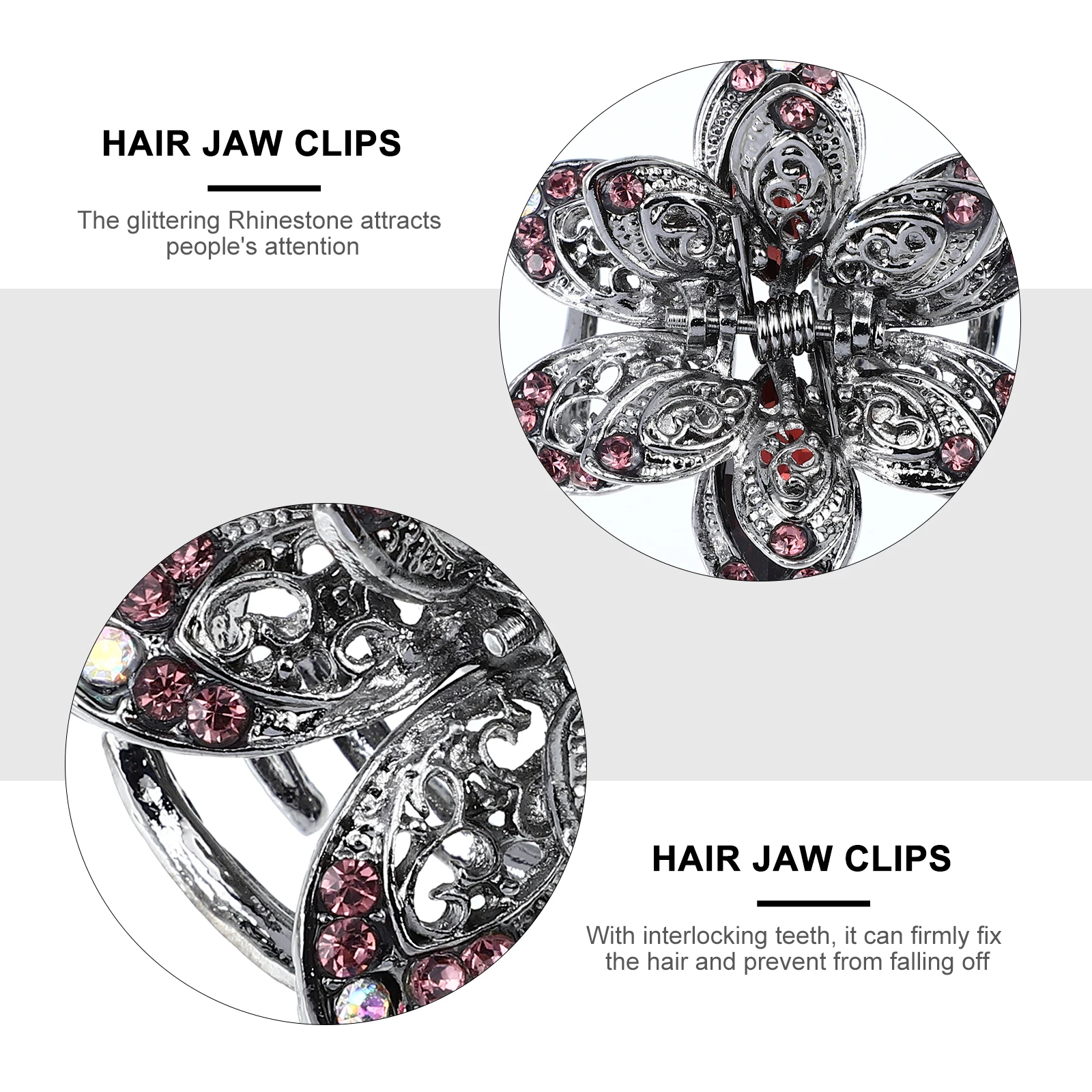 

2pcs Metal Crystal Claw Clips Lightweight Non-Slip Alloy Jaw Clamps For Women Elegant Holders Birthday Gift Crystal Hollow Hair