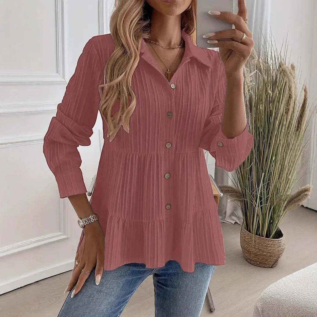

Casual Tops Embroidery White Shirt For Women 2026 Autumn New Elegant Chic Long Sleeve Oversized Blouses Office Ladies Button Up