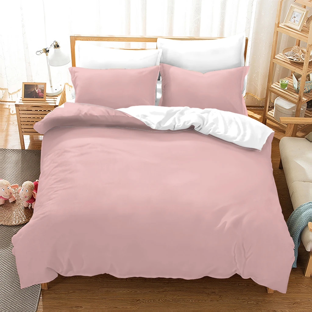 HUANZHUANG Bedding Set Duvet Cover Set 3D Simple Pink Digital Printing Kids Fashion King Size Comforter Queen Fashion Design