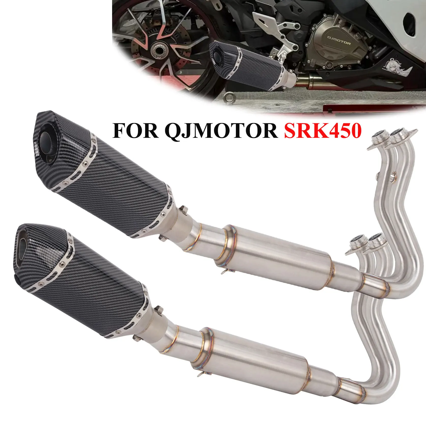 

Slip On For QJMOTOR SRK450 SRK450RC 2024-2026 Motorcycle Exhaust Front Link Pipe Escape System SRK450 Exhaust With DB Killer