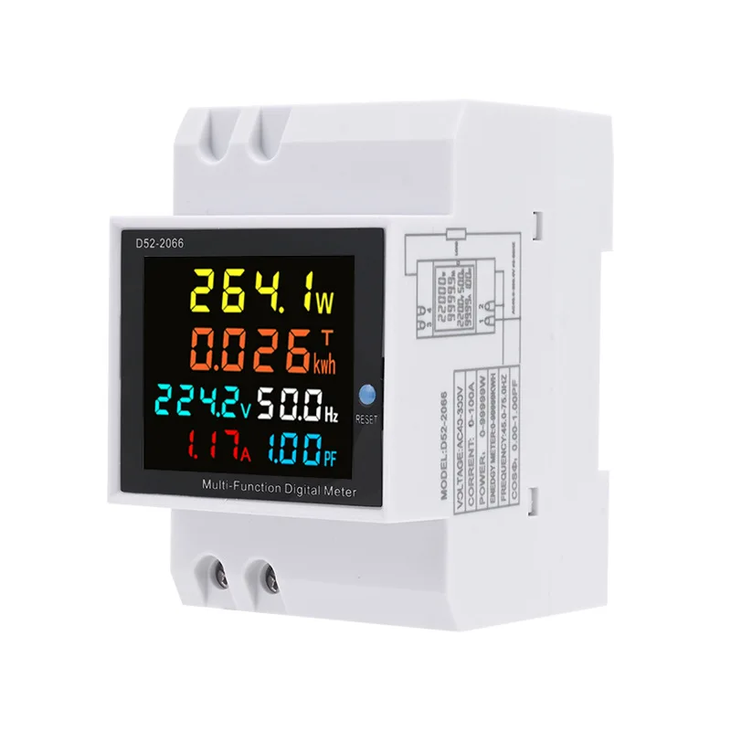 Digital display multi-function measuring meter single-phase household intelligent voltage current power guide rail type