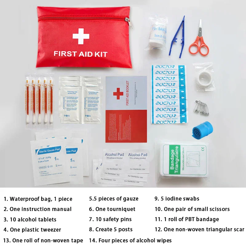 

First Aid Kit Set Outdoor Car Portable Travel Emergency Kit Home Rescue Supplies Portable Bag